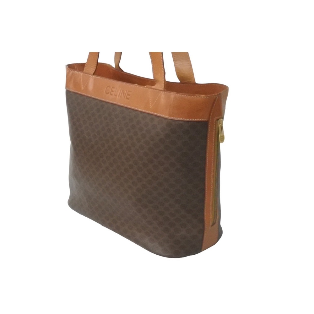 Celine Brown Leather Pattern Bag Macadam Tote - image 5